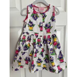 Vintage Ceil Ainsworth NY Flower Pot Cotton Dress Size 3T